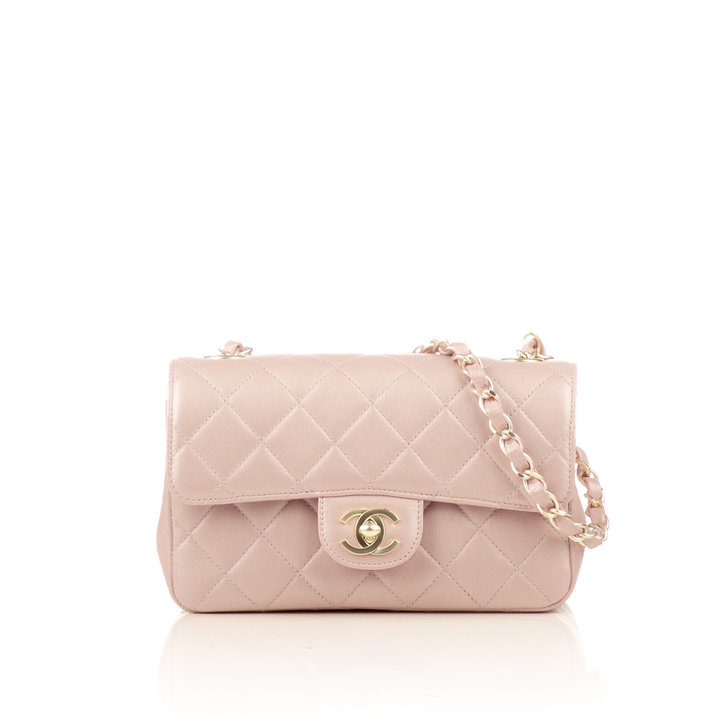 Chanel Mini Flap Bag With Top Handle Light Pink in Lambskin Leather  US